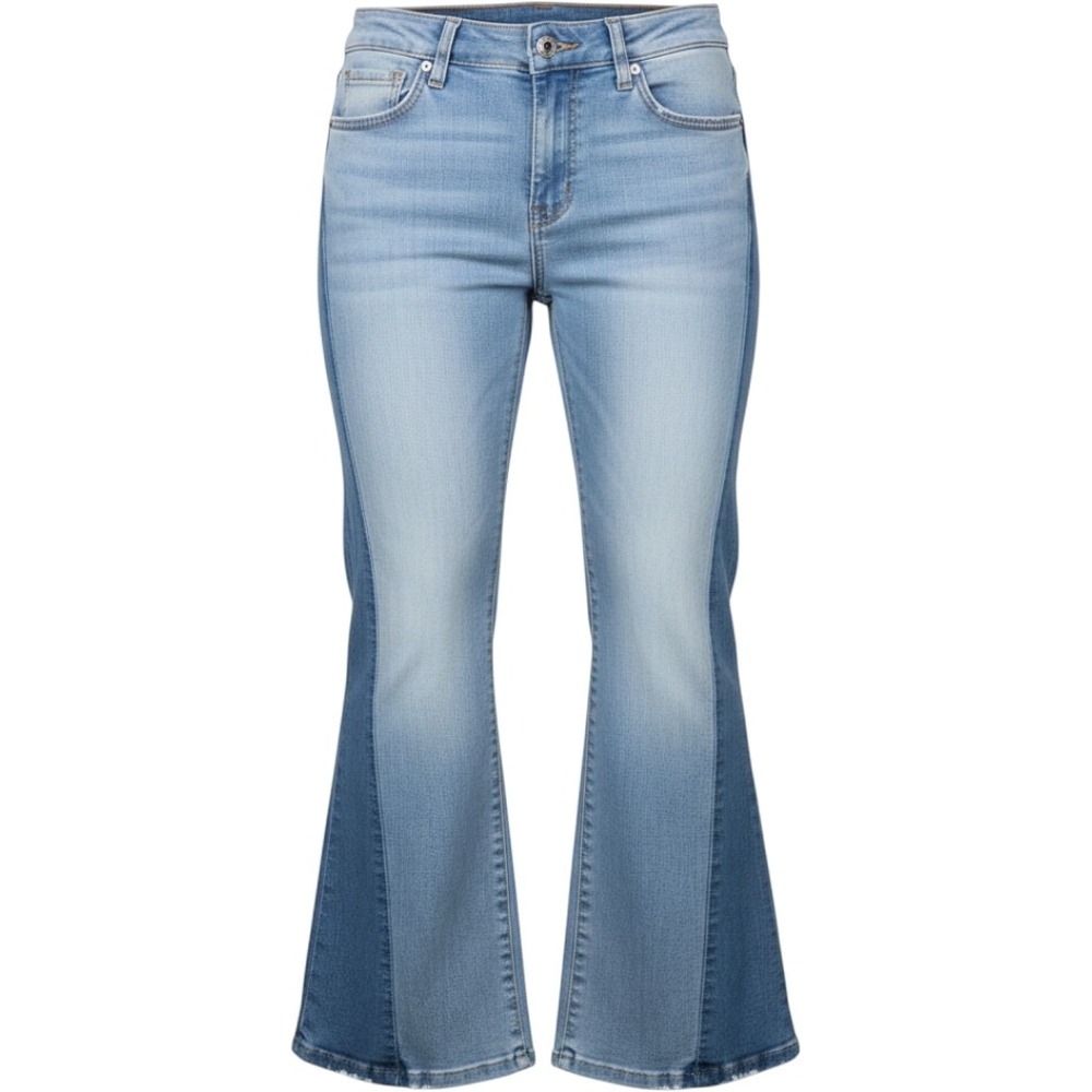 Sugar & Jade Girls Light Wash Two Tone Flare Jeans Size 12 High Rise Bell Bottom